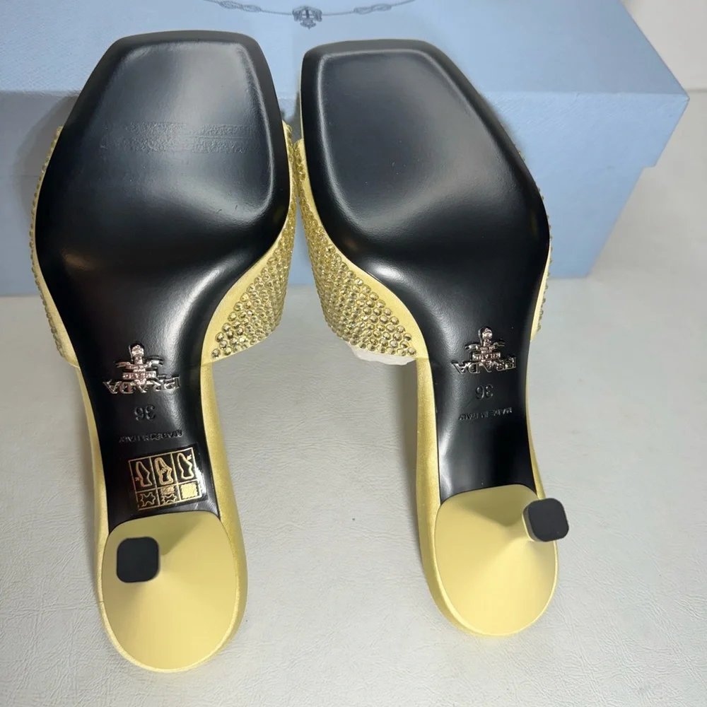 Prada Crystal-Covered Satin Sandals ananas casual summer wedding formal comfy